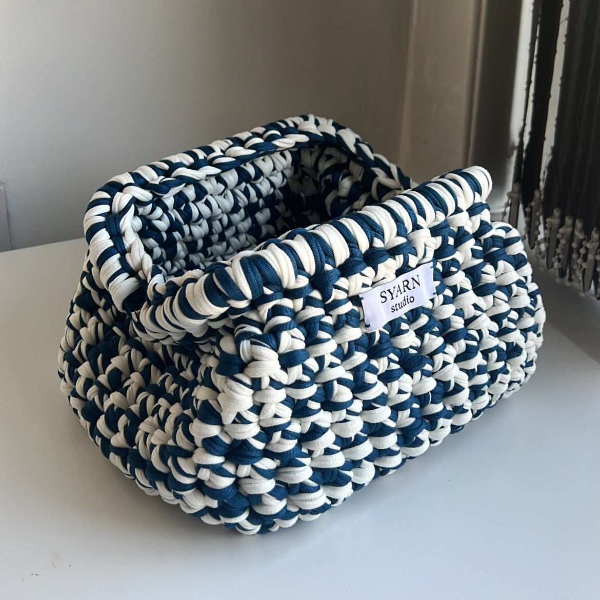 Syarn Clutch Bag - Denim Blue & White